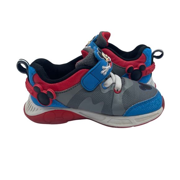 Mickey Mouse Disney Junior Light Up Shoes Hook Loop Toddler Kids 10 - Picture 4 of 8